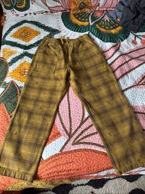 Service Works Mustard Plaid Wide Leg Work style Pants